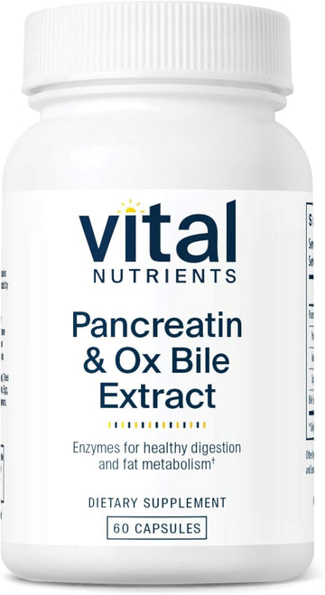 Vital Nutrients Pancreatin & Ox Bile Extract 500Mg | Natural Digestive Enzymes For Women & Men | Supports Digestion Of Protein, Fat, And Carbohydrates*| Gluten, Dairy & Soy Free | 60 Capsules