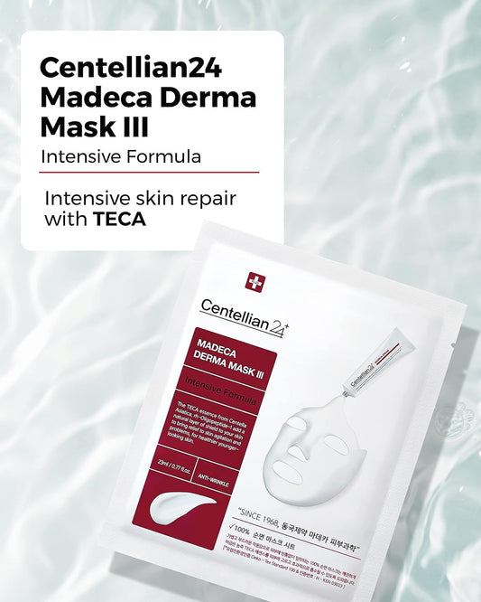 Centellian 24 Valentines Day Gifts Madeca Derma Face Mask (Intensive, 10Pcs) Soothing Cotton Sheet Mask For All Skin Types. 24-Hour Hydration With Teca, Centella Asiatica, Madecassoside