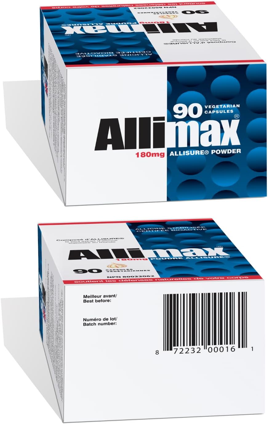 Allimax 180Mg 90 Capsules. Allicin Garlic Supplement To Support Your Body’S Immune Function. Contains Stabilized And Potent Bioactive Allicin, Extracted From Clean & Sustainable Spanish Grown Garlic