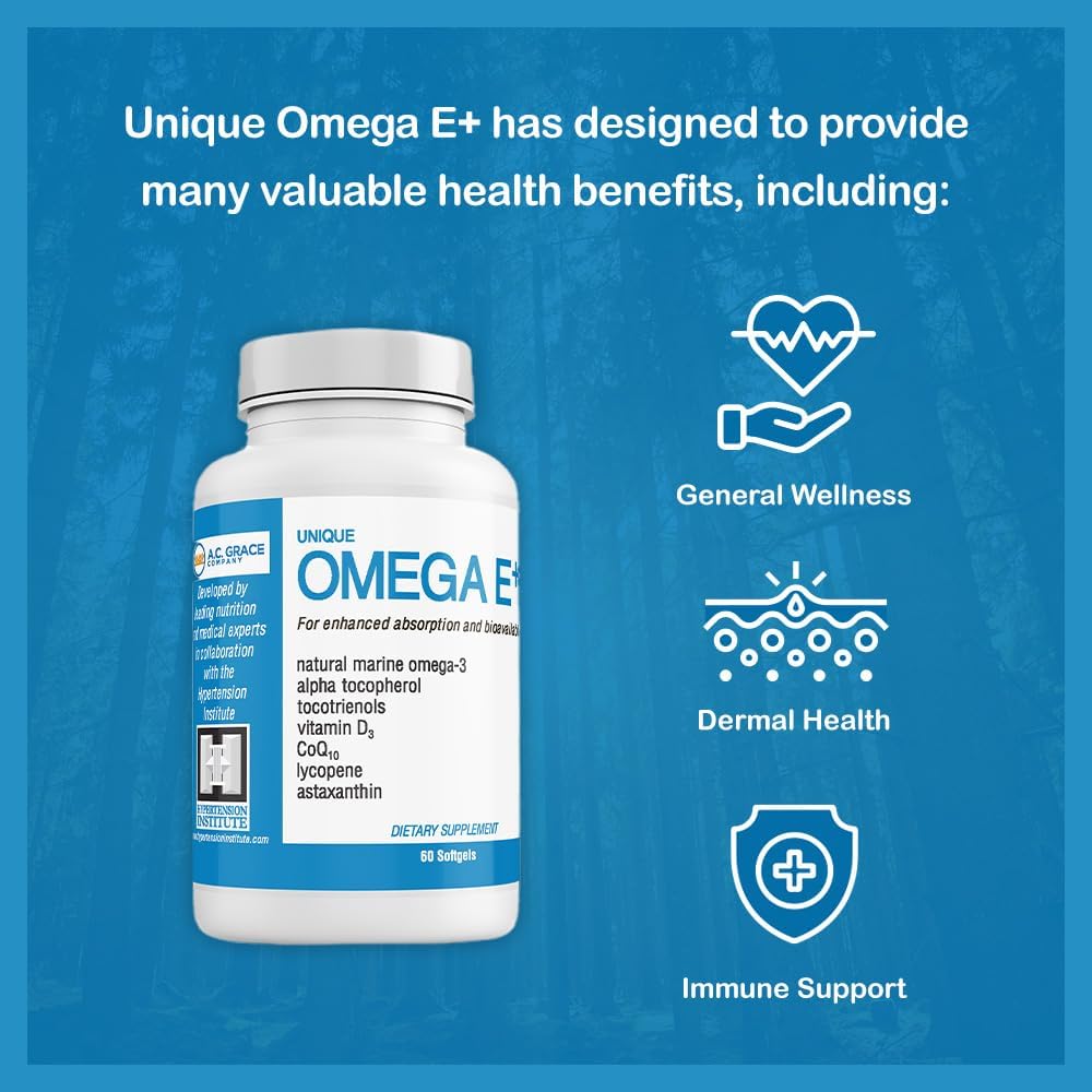 UNIQUE E A.C. Grace Company Omega E+ - Fish Oil Supplement - with Mari