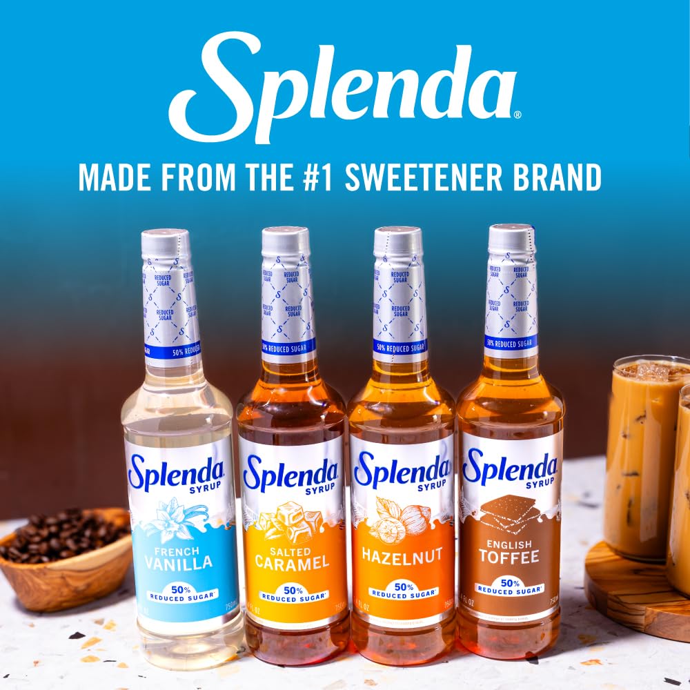 Splenda Coffee Syrup, French Vanilla, Reduced Sugar, Flavored Liquid Syrups For Drinks, 750 Ml Bottle