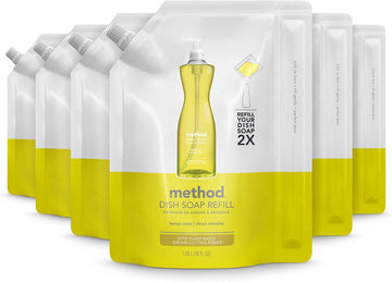 Method Gel Dish Soap Refill, Lemon Mint, Biodegradable Formula, Tough on Grease, 36 Fl Oz (Pack of 6)