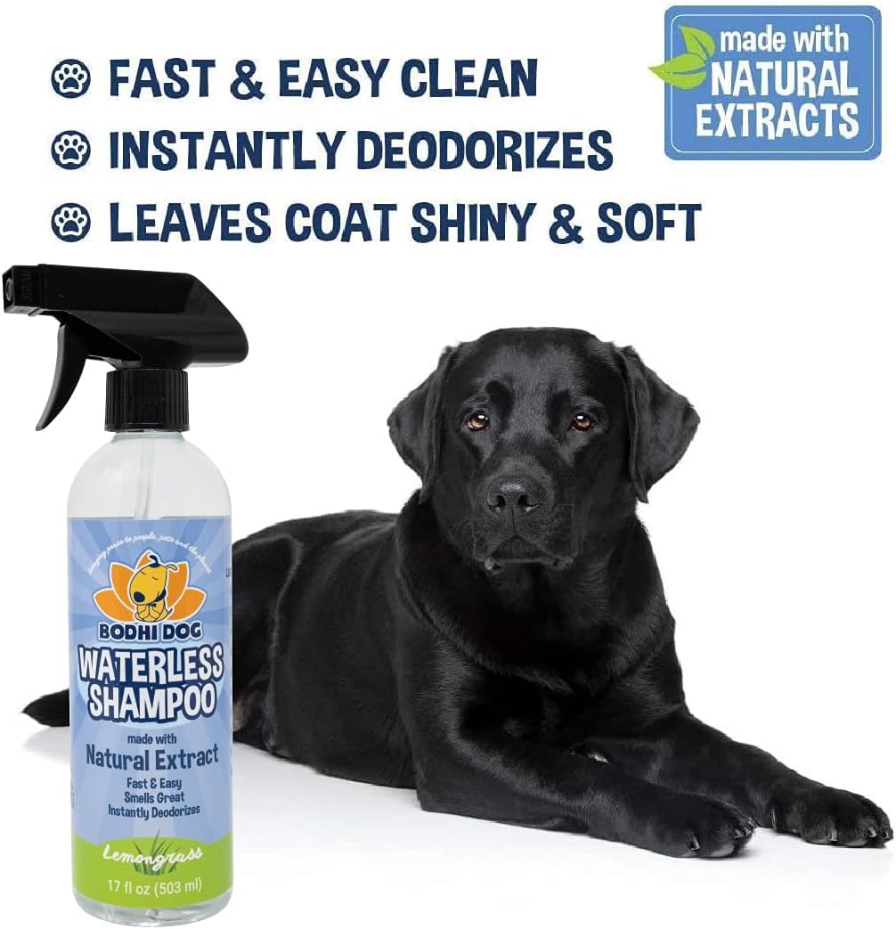 Bodhi Dog Waterless Shampoo | Natural Dry Shampoo for Dogs or Cats | Neutralizes Pet Odor | No Rinse Required | Made with Natural Extracts | Vet Approved- Made in USA (Lemongrass, 17 Fl Oz)