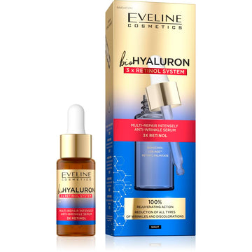 Eveline Cosmetics Biohyaluron 3Xretinol System – Multirepair Anti-Wrinkle Serum | Night Care | Vegan Formula