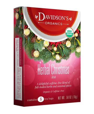 Davidson'S Organics, Herbal Christmas Tea, 8-Count Tea Bags, Pack Of 12