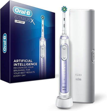 Oral-B Genius X Limited, Electric Toothbrush With Artificial Intelligence, Rechargeable Toothbrush (1) Replacement Brush Head, Travel Case, Orchid Purple