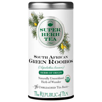 The Republic Of Tea — Organic South African Green Rooibos Superherb Tea Tin, 36 Herbal Tea Bags, Naturally Caffeine-Free Herbs Of Origin