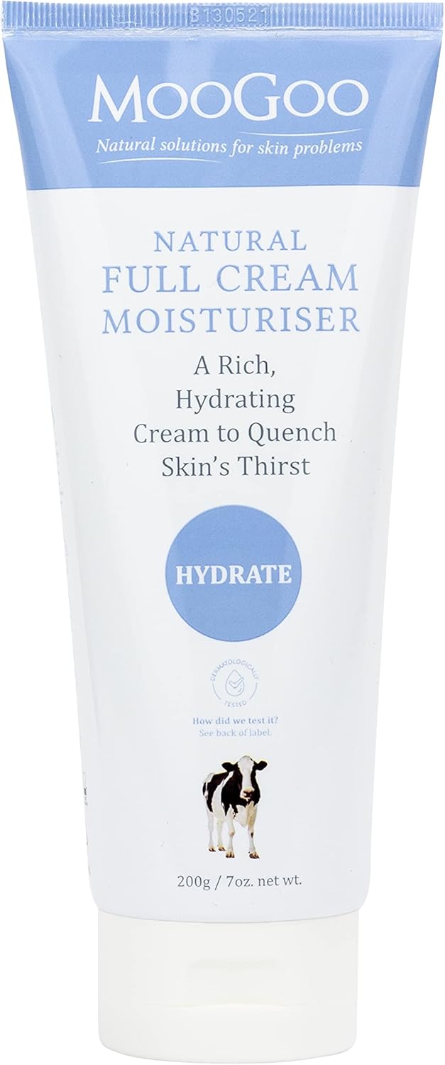 Moogoo Natural Full Cream Moisturiser - Ultra-Hydrating Repair For Dry, Itchy, Sensitive Skin - Suitable For Face, Body & All Ages, 200G / 7Oz
