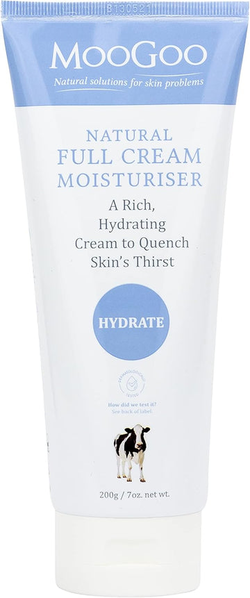 Moogoo Natural Full Cream Moisturiser - Ultra-Hydrating Repair For Dry, Itchy, Sensitive Skin - Suitable For Face, Body & All Ages, 200G / 7Oz