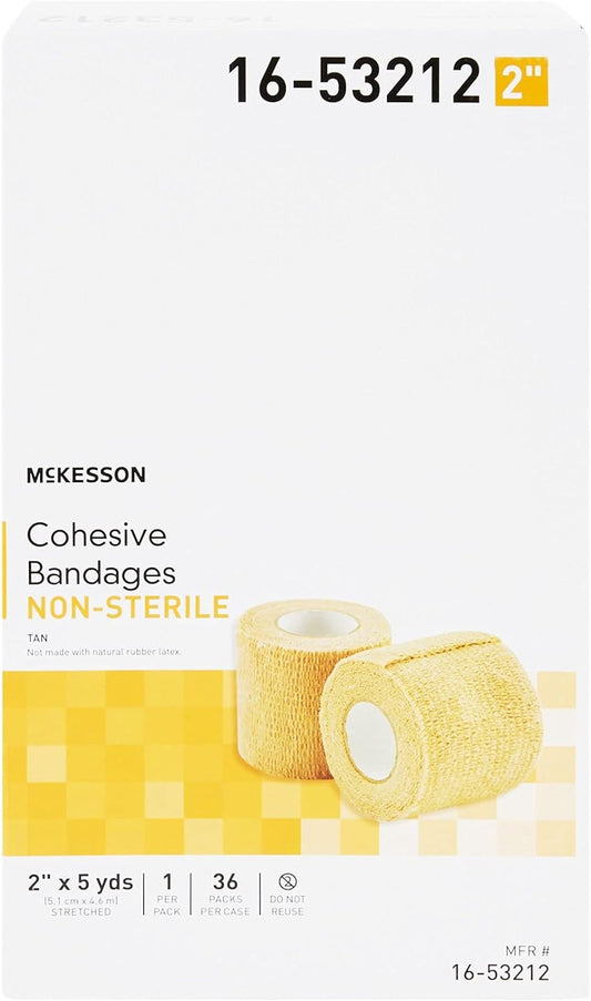 McKesson Cohesive Bandages, Non-Sterile, Compression Bandage, 2 in x 5 yd, 1 Count, 36 Packs, 36 Total