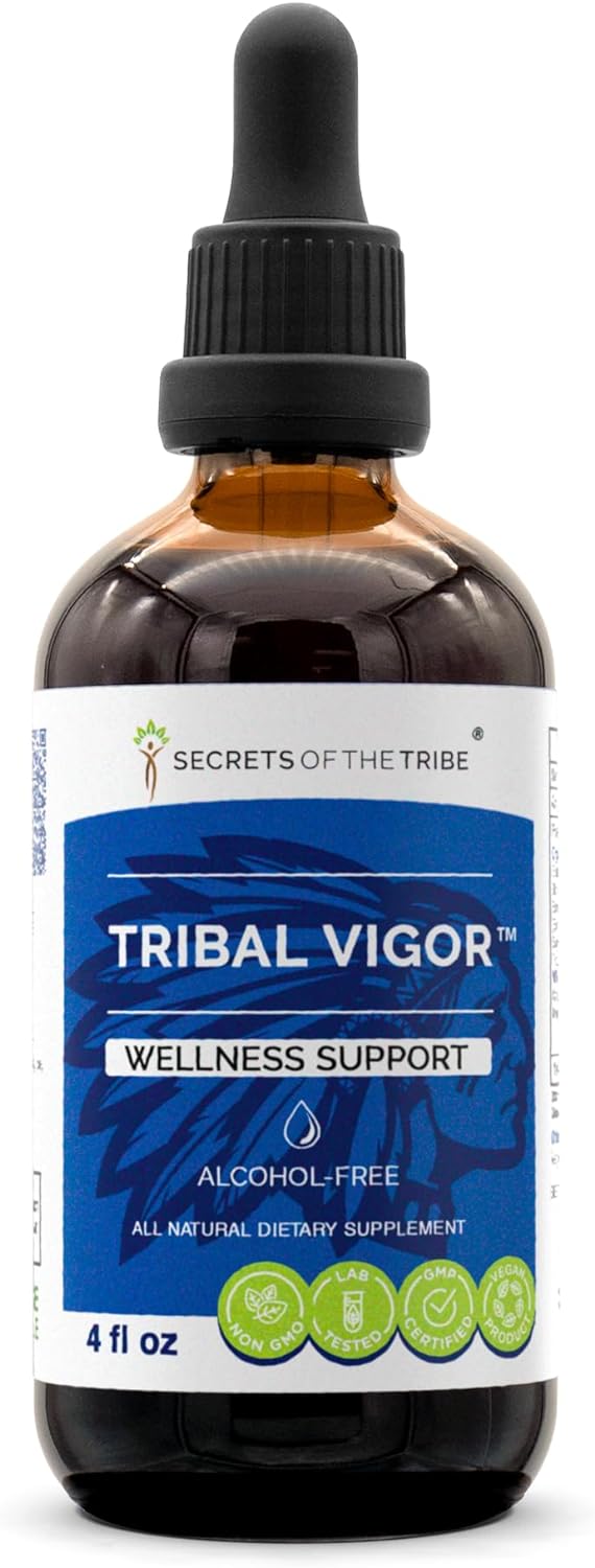 Tribal Vigor Alcohol-Free, Glycerite Eleuthero Siberian Ginseng, Catuaba, Barrenwort - Horny Goat Weed, Muira Puama, Saw Palmetto, Tribulus. Tincture, Herbal Extract Wellness Support (4 FL OZ)