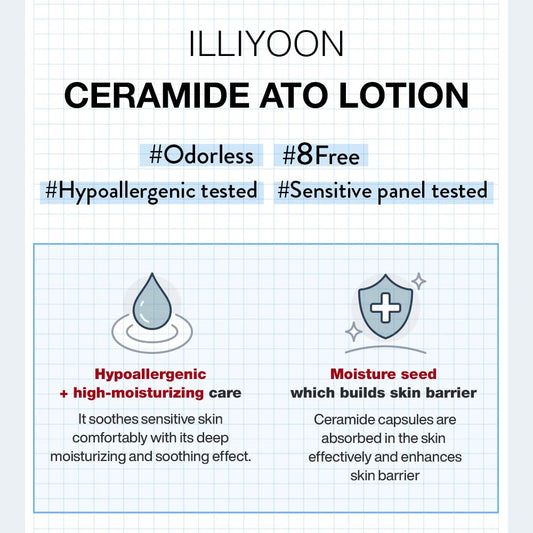 Illiyoon Ceramide Ato Lotion | Lightweight Moisturizer For Dry & Sensitive Skin, Barrier Repair For Face And Body, Mild For Babies, Vegan Certified, Korean Skincare, 2.3 Fl.Oz.?valentine'S Day Gifts