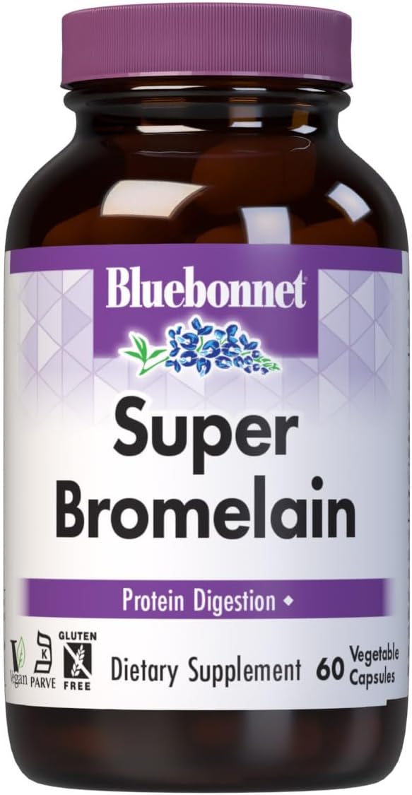 Bluebonnet Super Bromelain Vegetarian Capsules, Pineapple, 500 Mg, 30 Count