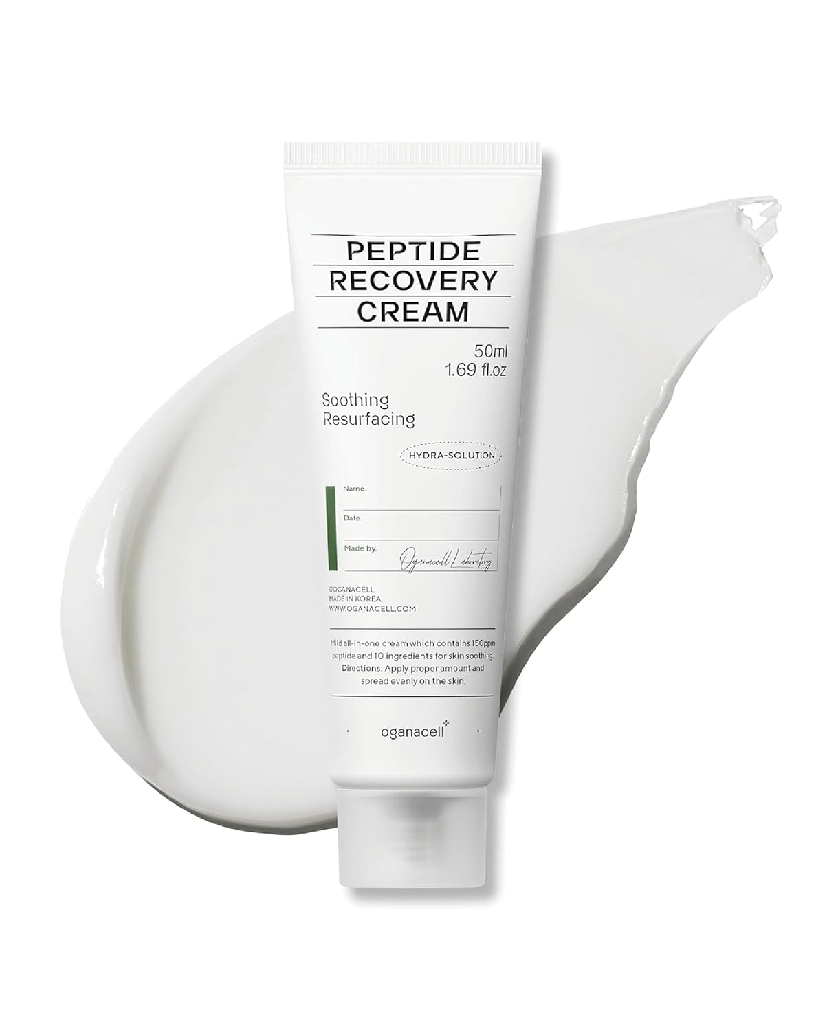 Oganacell Peptide Face Cream (1.69Fl Oz) - Intensive Hydration For Dry Skin, Itchiness, Redness. Korean Skin Care. Ceramide Np, Shea Butter, Panthenol