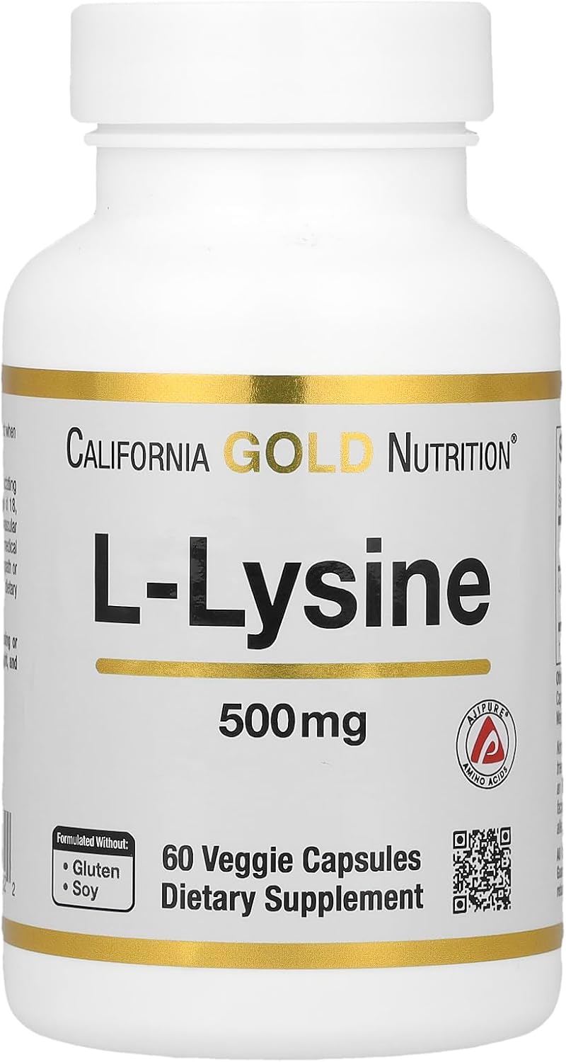 California Gold Nutrition L-Lysine, 500 Mg, 60 Veggie Capsules