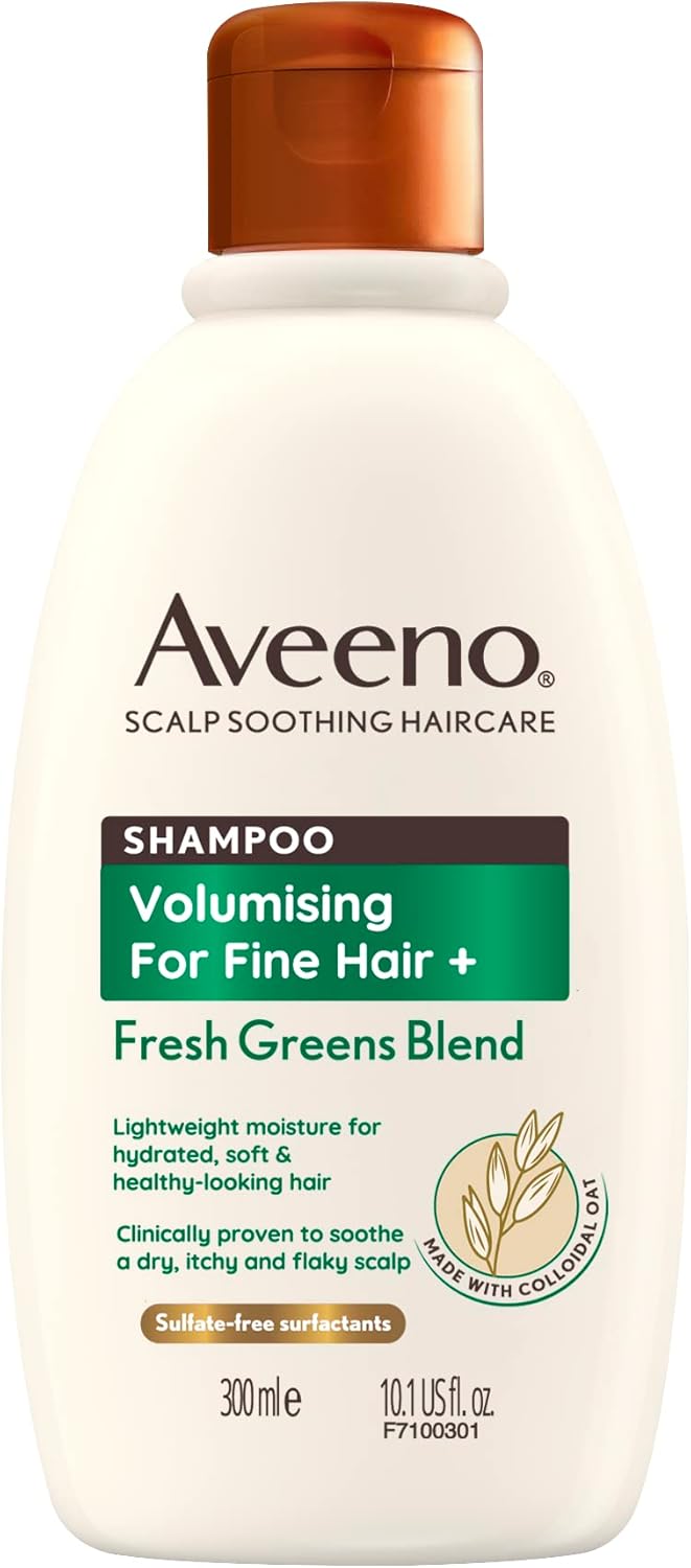 Aveeno Volumising Fresh Greens Scalp Soothing Mint, Cucumber And Rosemary Shampoo For Fine Hair 300Ml