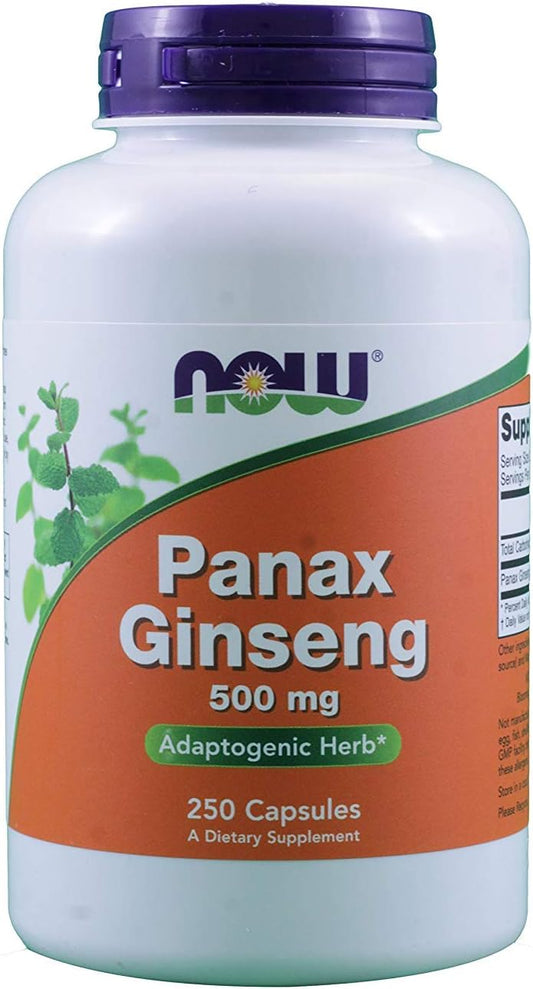 NOW Foods Panax Ginseng 500mg 250 capsules (Pack of 2)