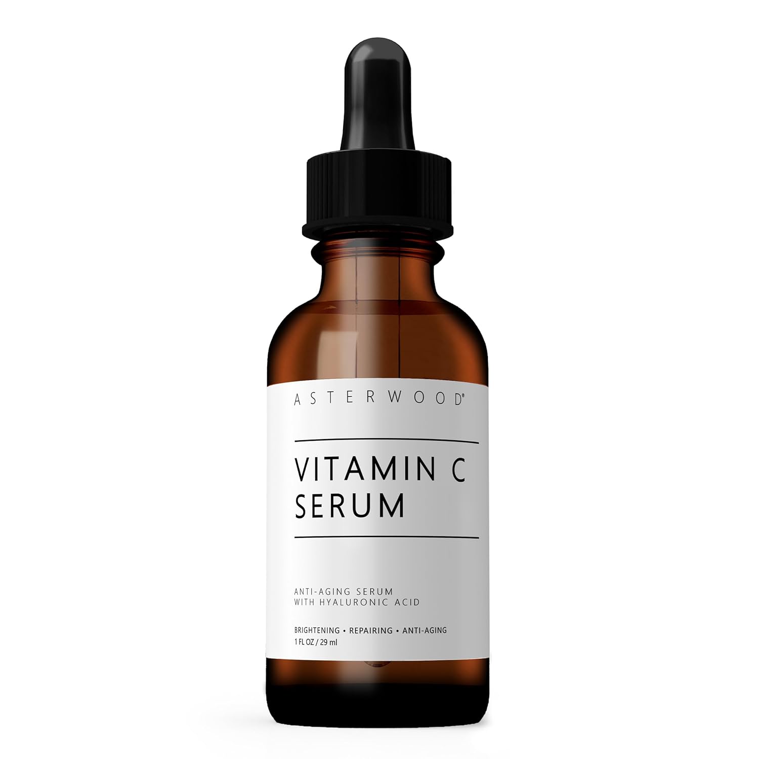 Pure Vitamin C Facial Serum For Skin Organic Hyaluronic Acid Added; Brightening, Smoothing, Hydrating; Fragrance Free, Paraben Free, 29 Ml/1 Oz