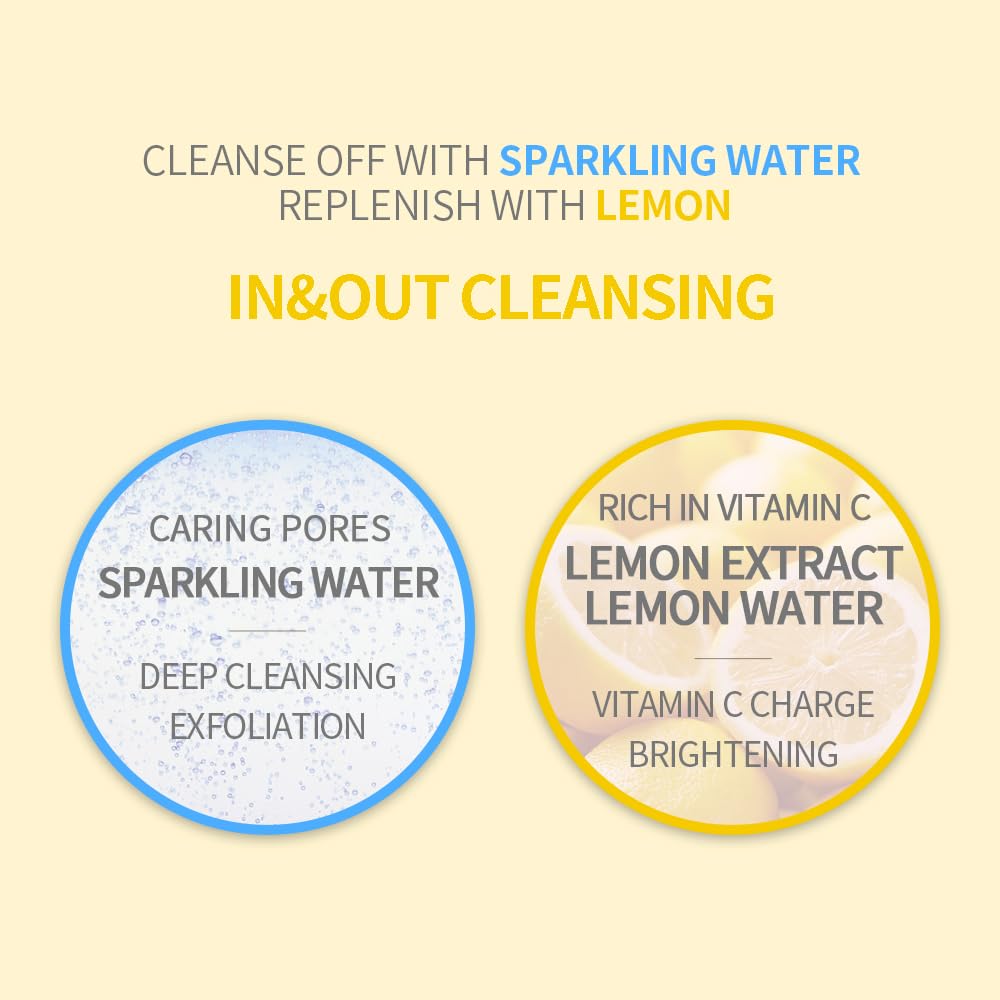 Secretkey Lemon Sparkling Peeling Gel, Deep Cleansing, Exfoliation, Skin Moisturization, Low Irritation For Sensitive Skin Fl. 4.05 Oz / 120 Ml, Vitamin C And Refreshing Carbonated Water Synergy