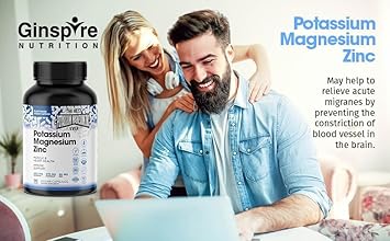 Magnesium Potassium Supplements W/Zinc - 90 Capsules - Magnesium Potassium Zinc For Vascular Health – High Absorption Vegan Potassium Magnesium Supplement For Leg Cramps & Sleep
