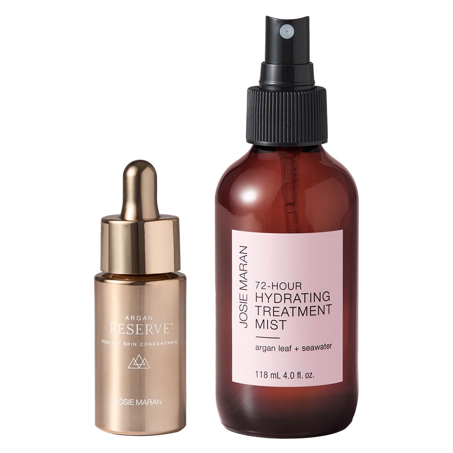 Josie Maran Argan Reserve & Hydrating Mist Duo - Healthy Skin Concentrate & 72-Hour Treatment Mist - Hydrating & Nourishing Argan Oil Skincare Set (2-Piece Set)