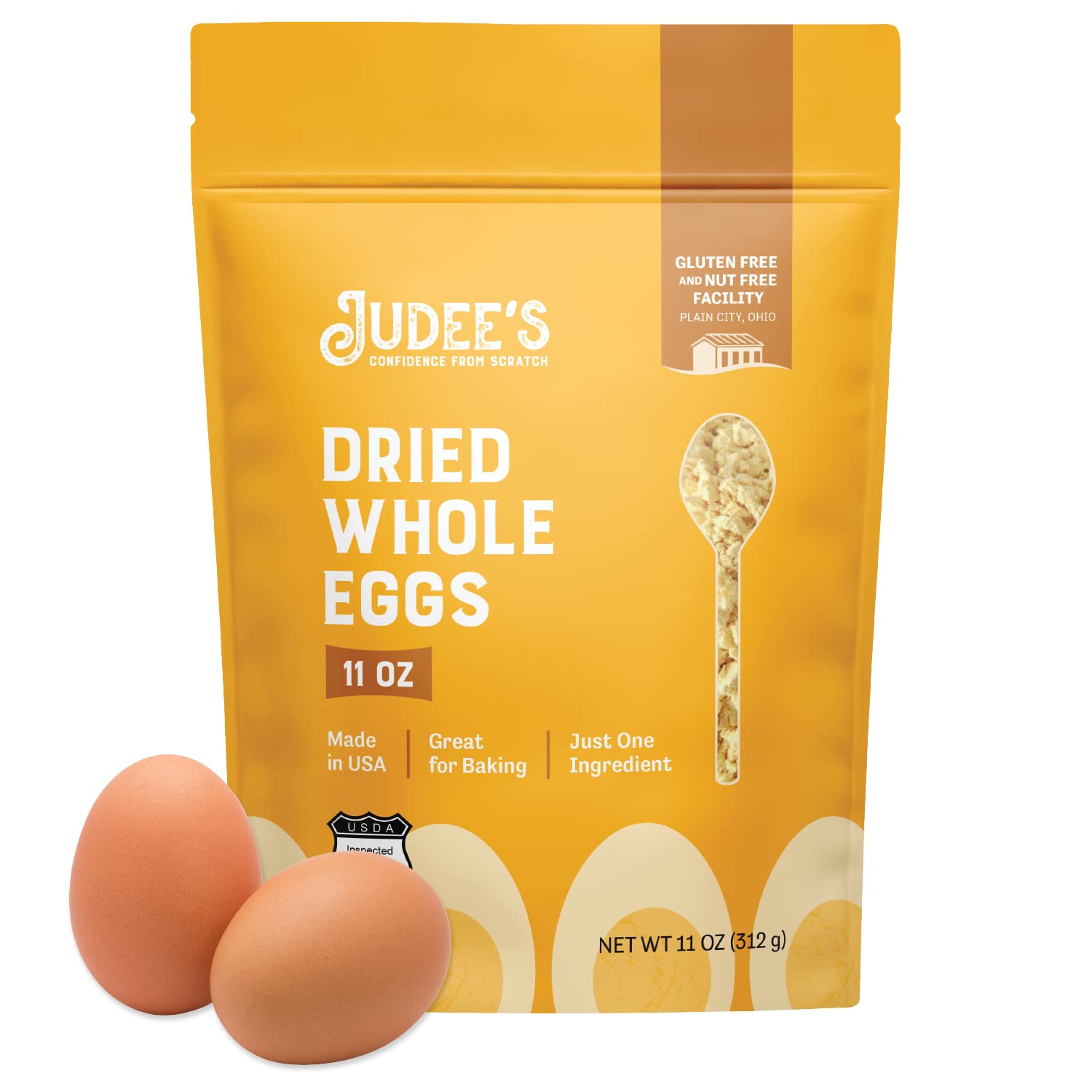 Judee’s Dried Whole Egg Powder - 11 oz - Baking Supplies - Delicious and 100% Gluten-Free - Dehydrated Eggs Powder for Breakfast, Baking, and Camping Meals - Simplifies Outdoor Cooking Preparation