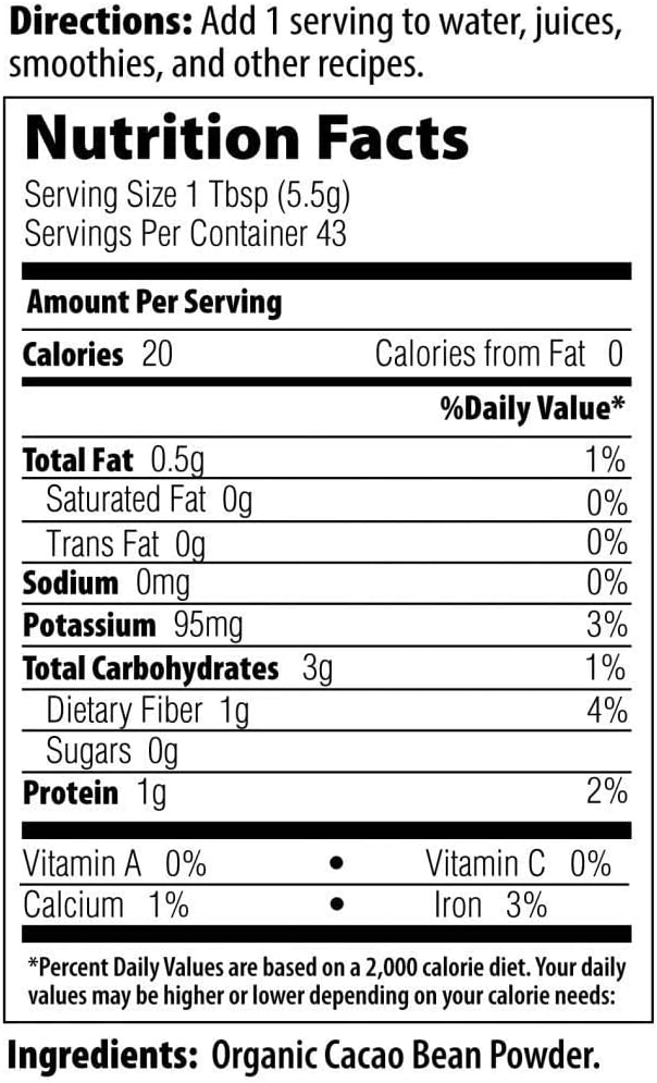 Mrm Nutrition Organic Fermented Cacao Powder | Superfood | Antioxidant-Rich | Gluten Free + Vegan | 43 Servings : Health & Household