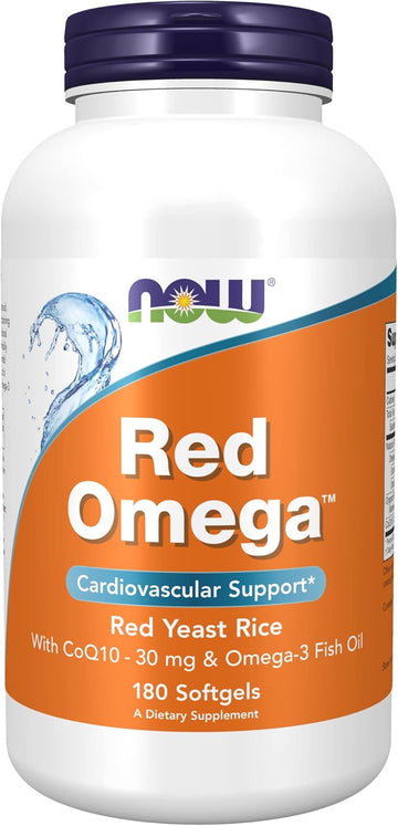 NOW Supplements, Red Omega™ with CoQ10 30 mg and Omega-3 Fish Oil, Cardiovascular Support*, 180 Softgels