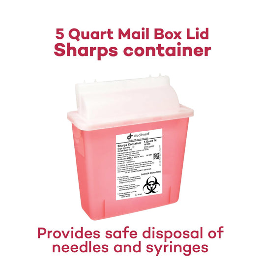 Dealmed Sharps Container, 5 Quart Mailbox Lid, Made In The Usa, Red (Pack Of 1)