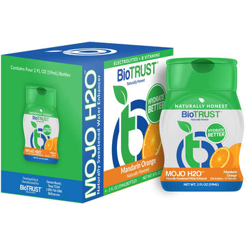 Biotrust Mojo H2O Natural Water Enhancer Drops, With B Vitamins And Electrolytes, Sugar-Free, Zero Calories, No Artificial Sweeteners (Mandarin Orange, 4 Pk)