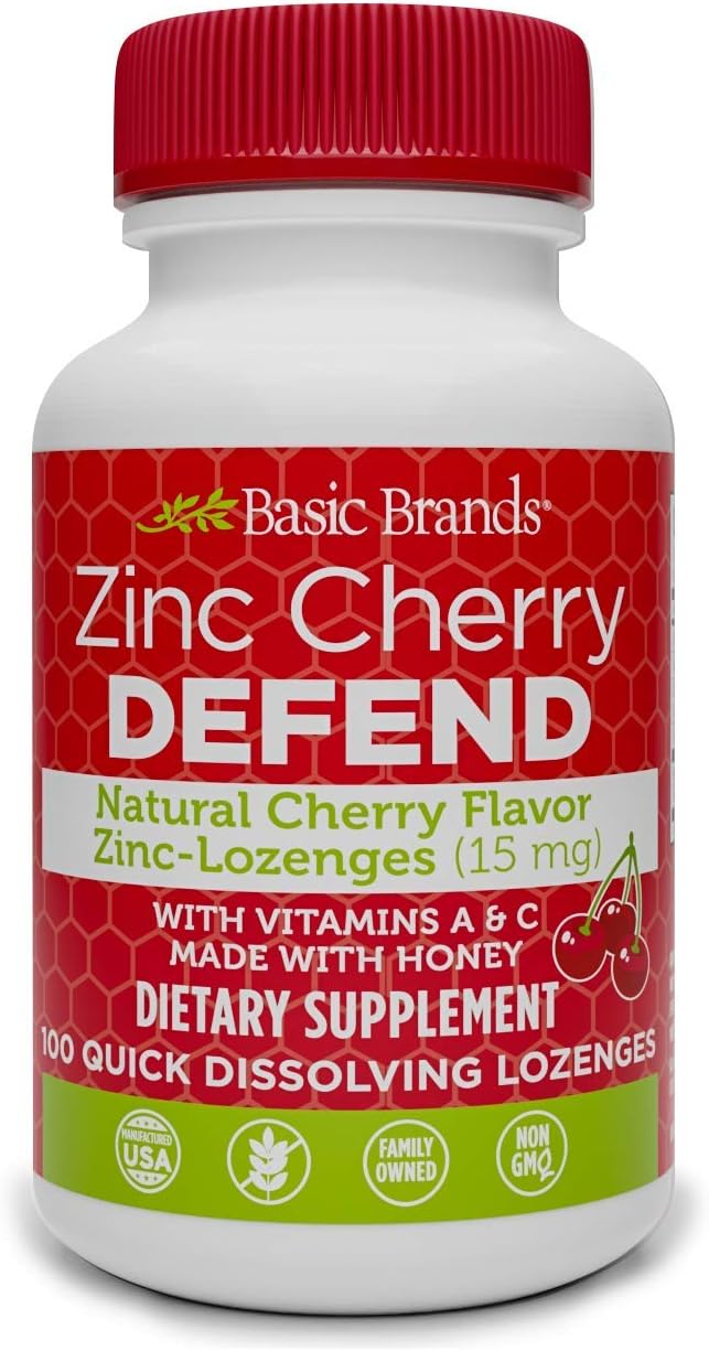 Basic Brands Zinc Lozenges, 100 Count, Cherry