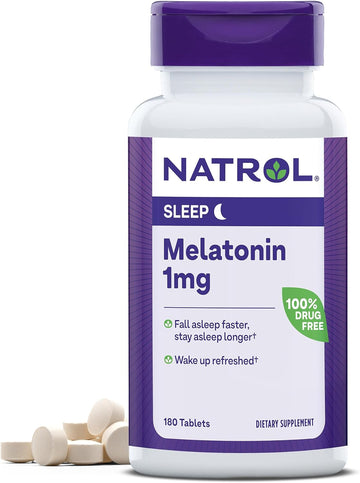 Natrol Melatonin 1 Mg, Dietary Supplement For Restful Sleep, Sleep Tablets For Adults, 180 Melatonin Tablets, 180 Day Supply