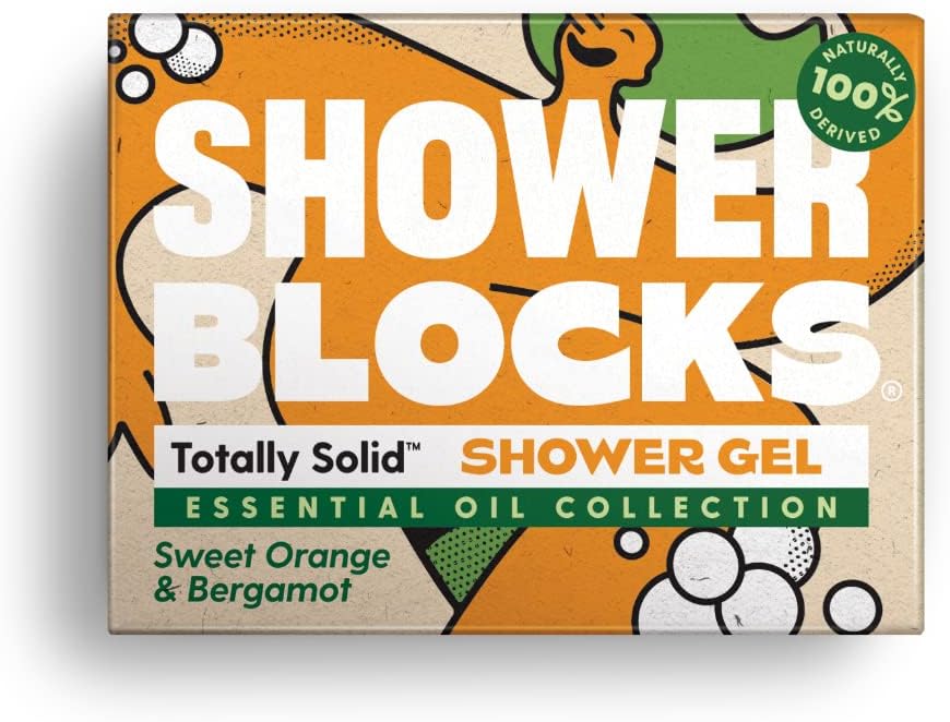 Shower Blocks - Sweet Orange &Bergamot Solid Shower Gel | Plastic, Sls, Sles & Paraben Free | 100% Natural & Vegan | Moisturising Body Soap For The Shower