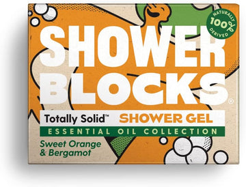 Shower Blocks - Sweet Orange &Bergamot Solid Shower Gel | Plastic, Sls, Sles & Paraben Free | 100% Natural & Vegan | Moisturising Body Soap For The Shower