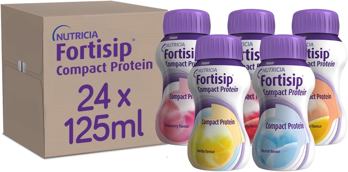 Fortisip Compact Prot Mixed Case: 1 Van, 1 Ban, 1 Mocha, 1 Berry, 1 Peach, 1 Strawb (All Clusters Of 4)