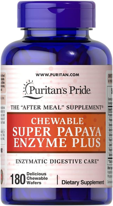 Puritan's Pride Chewable Super Papaya Enzyme Plus, 180 Count