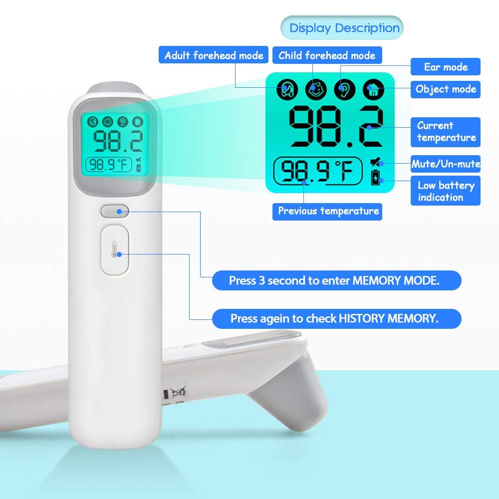 Digital Thermometer for Adults and Baby, No Touch Infrared Forehead Thermometer for Fever, Instant Read Humans Ear and Head Temporal Temperature : Baby