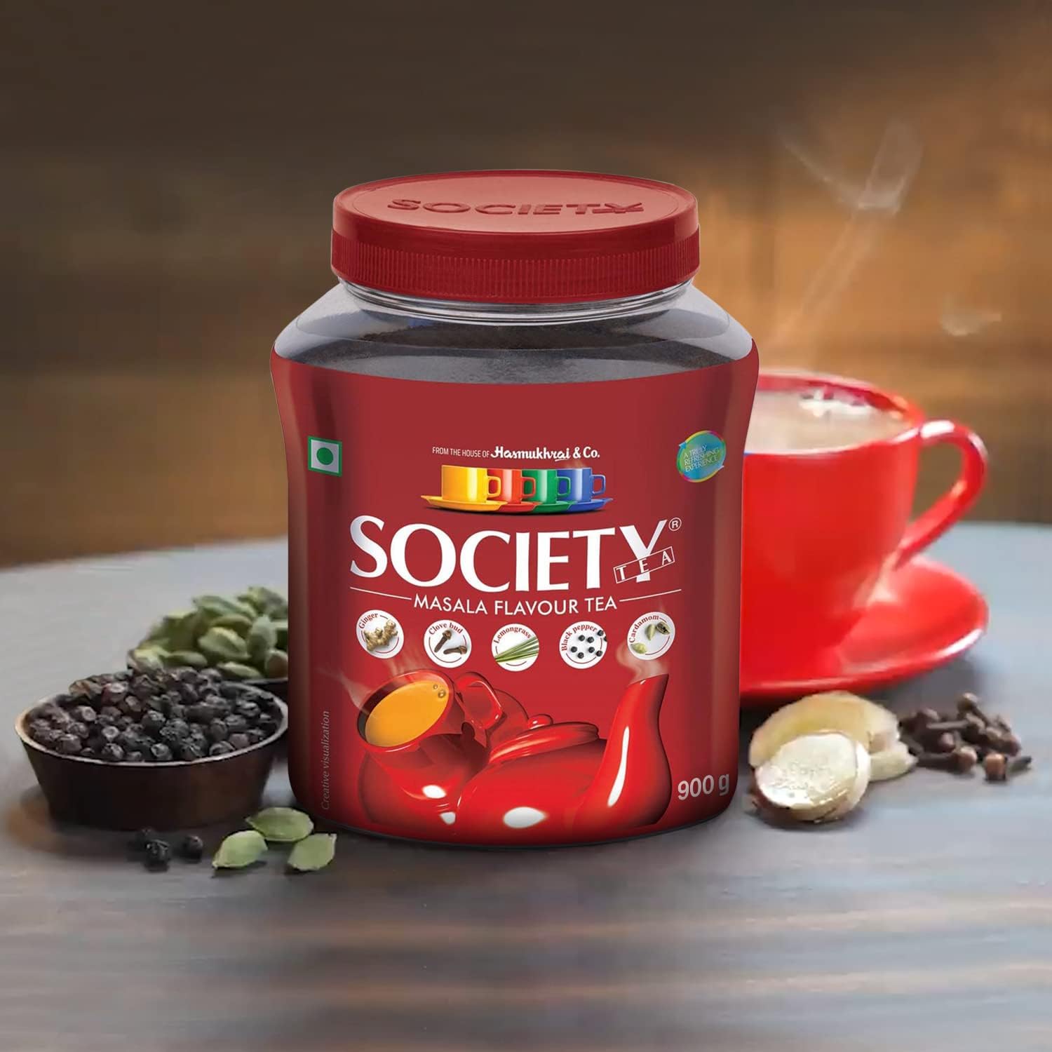 Society Masala Tea 32 Oz, 450 Cups, Indian Black Tea, With Ginger, Clove Bud, Lemongrass, Black Pepper & Cardamom, Authentic Indian Masala Spiced Chai, Organic Masala Tea, No Gluten, 900 Grams