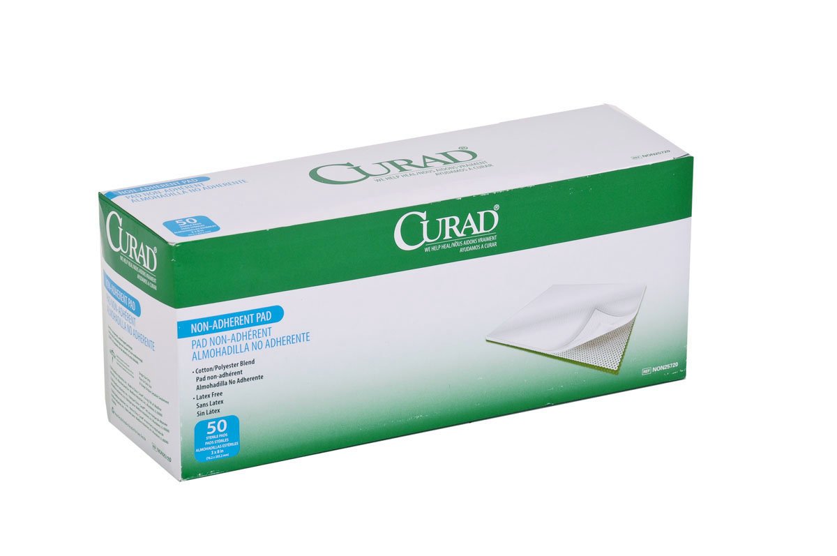 Curad Sterile Non-Adherent Pad, 3x8 (Pack of 50): Industrial & Scientific