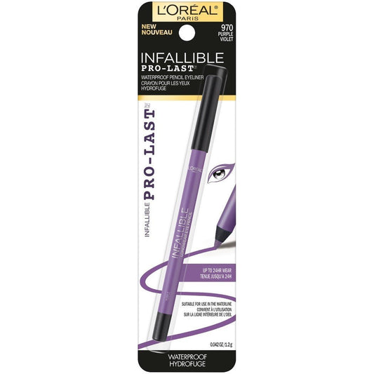 L'Oreal Paris Makeup Infallible Pro-Last Pencil Eyeliner, Waterproof And Smudge-Resistant, Glides On Easily To Create Any Look, Purple, 0.042 Oz