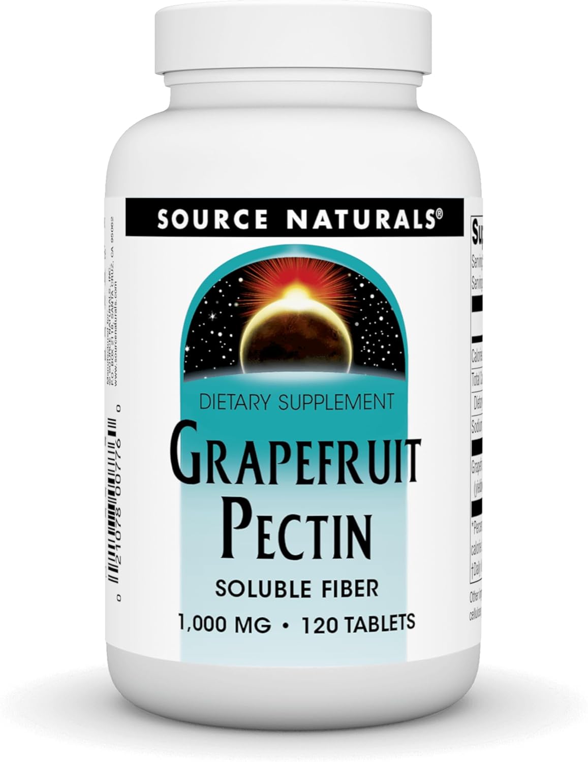 Source Naturals Grapefruit Pectin, Soluble Fiber - 1000 Mg Dietary Supplement - 120 Tablets