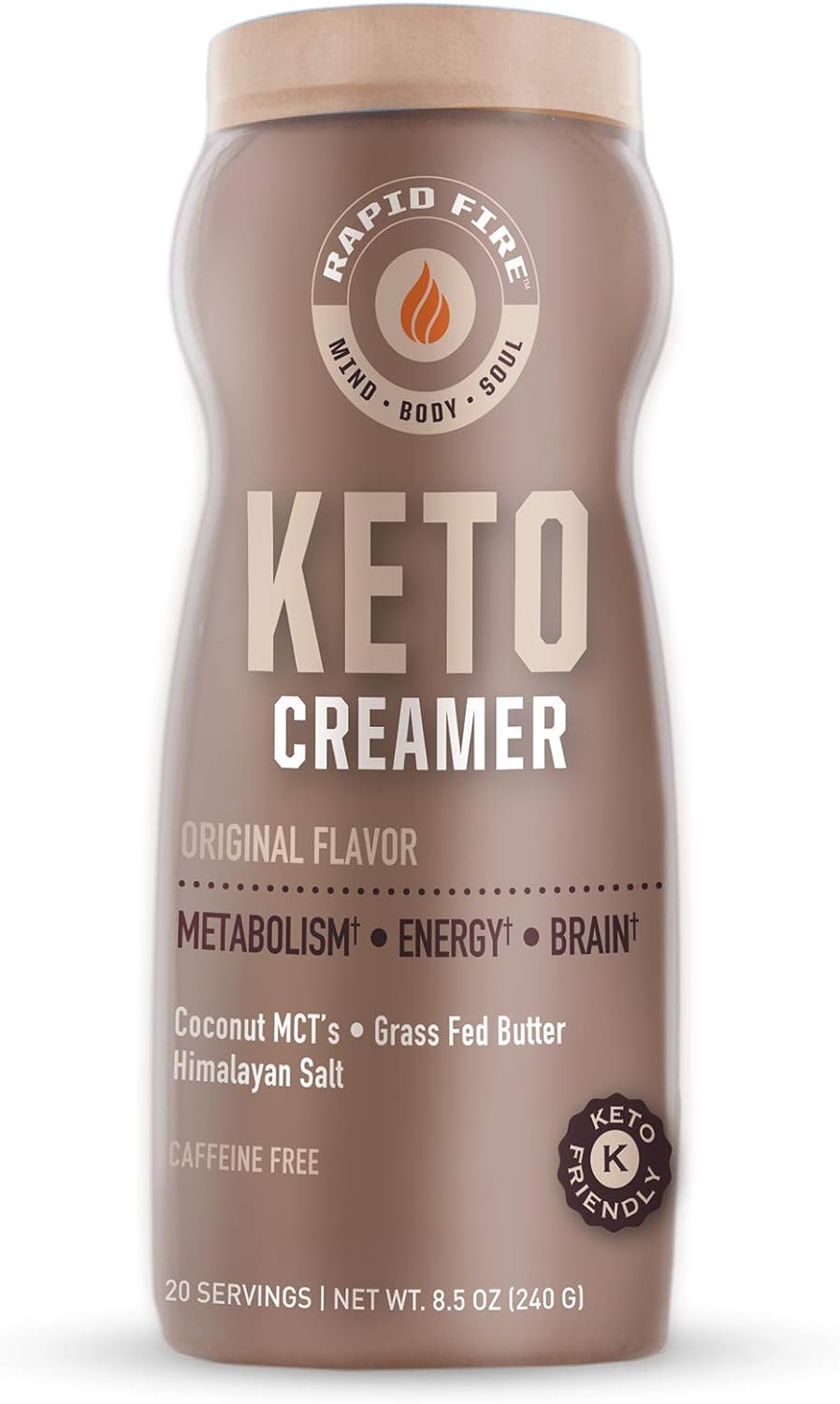 Rapid Fire Ketogenic Creamer With Mct Oil For Coffee Or Tea, Supports Energy And Metabolism, Weight Loss, Ketogenic Diet 8.5 Oz. (20 Servings)