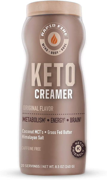 Rapid Fire Ketogenic Creamer With Mct Oil For Coffee Or Tea, Supports Energy And Metabolism, Weight Loss, Ketogenic Diet 8.5 Oz. (20 Servings)