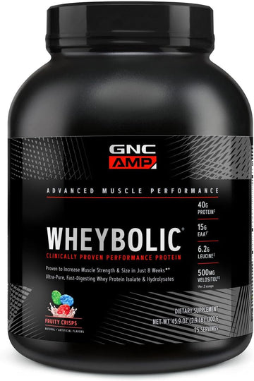 Gnc Amp Wheybolic | Targeted Muscle Building And Workout Support Formula | Pure Whey Protein Powder Isolate With Bcaa | Gluten Free | 25 Servings | Fruity Crisps