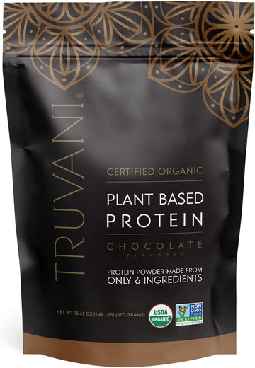 Truvani Vegan Pea Protein Powder | Chocolate | 20G Organic Plant Based Protein | 20 Servings | Keto | Gluten & Dairy Free | Low Carb | No Added Sugar