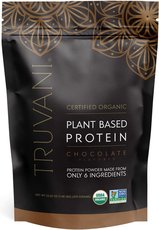 Truvani Vegan Chocolate Protein Powder With Frother & Scoop Bundle - 20G Of Organic Plant Based Protein Powder - Includes Portable Mini Electric Whisk & Durable Protein Powder Scoop