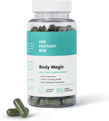 | Body Magic Chlorophyll Capsules - 30 Vegan Capsules - For Detox, Digestion, Gut Health, Skin, Oily Skin & More