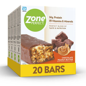 Zoneperfect Protein Bars | 14G Protein | 19 Vitamins & Minerals | Nutritious Snack Bar | Chocolate Peanut Butter | 20 Bars