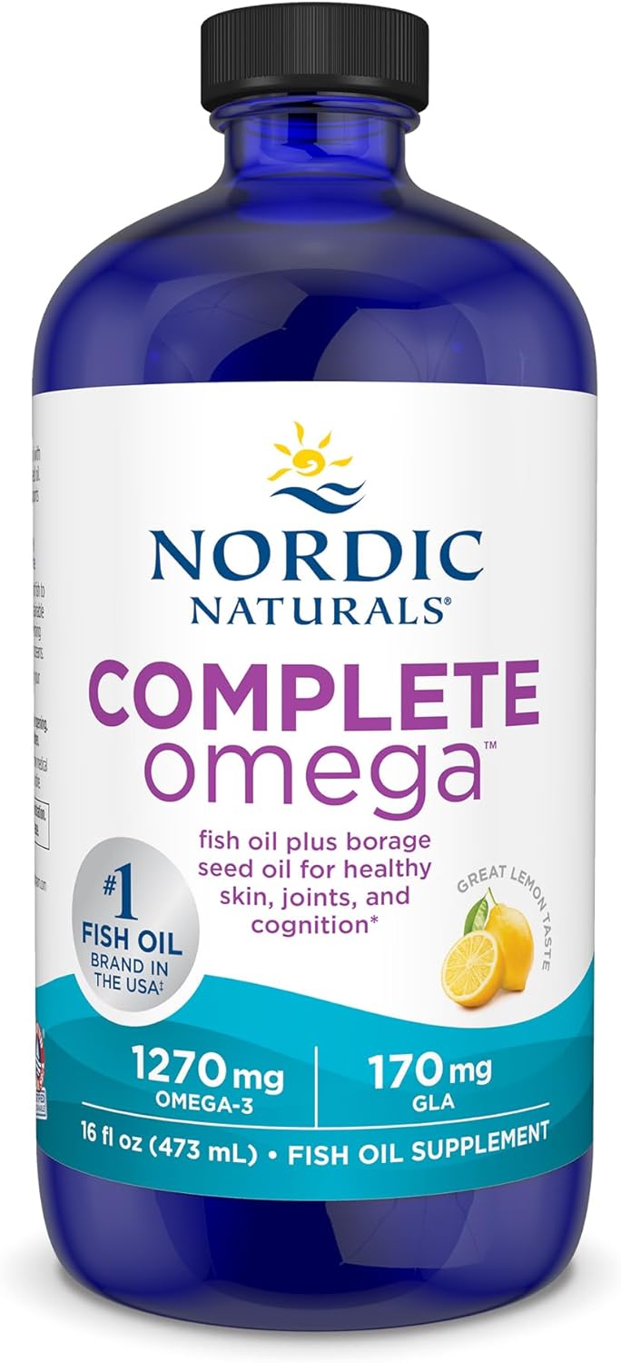 Nordic Naturals Complete Omega, Lemon Flavor - 16 oz - 1270 mg Omega-3 - EPA & DHA with Added GLA - Healthy Skin & Joints, Cognition, Positive Mood - Non-GMO - 96 Servings