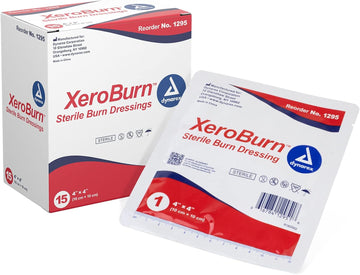 Dynarex Xeroburn Sterile Burn Dressing - Moist Burn Bandages With Cooling Gel For Temporary Relief - Infused With Soothing Tea Tree Oil, 1 Box - 15 Travel Patches